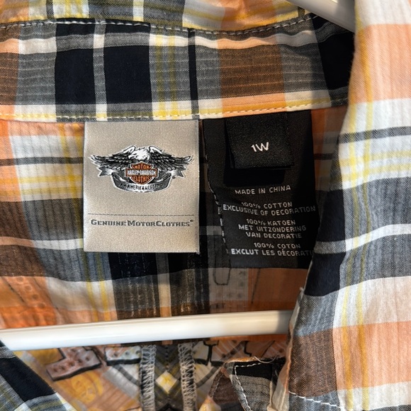 Harley-Davidson Orange and Black Plaid Shirt - Picture 3 of 4